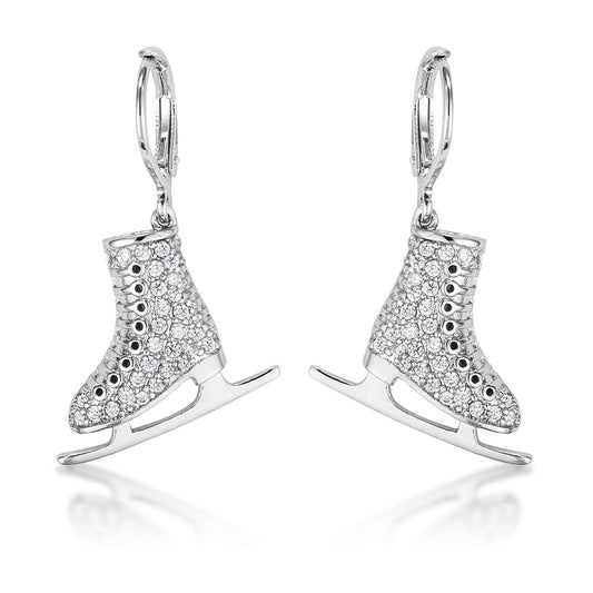 Shana Delicate Silvertone Ice Skate Earrings