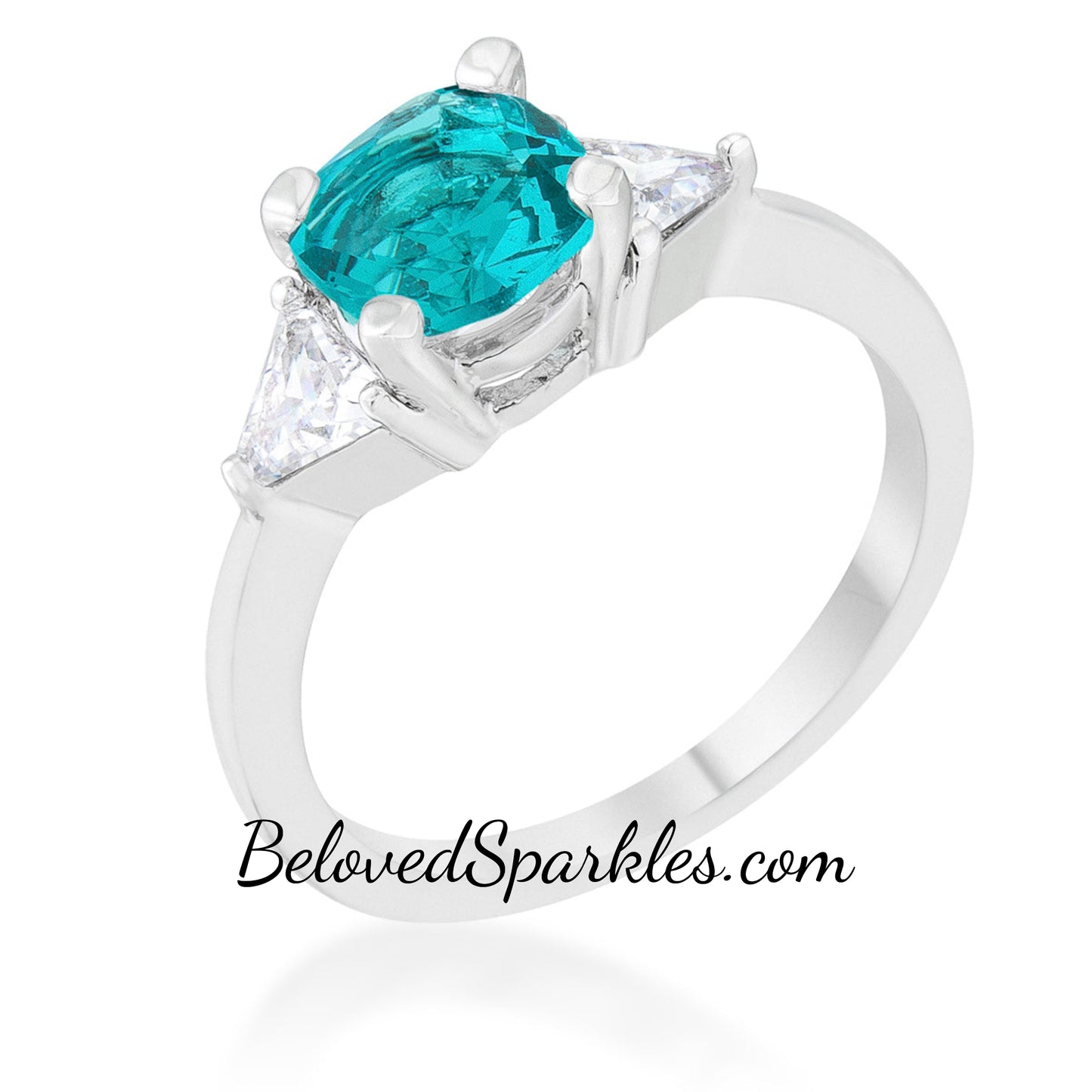 Shonda Three Stone Aqua Blue Ring | 1.8ct