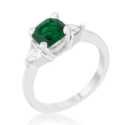 Shonda Three Stone Emerald Green Engagement Ring | 1.8ct