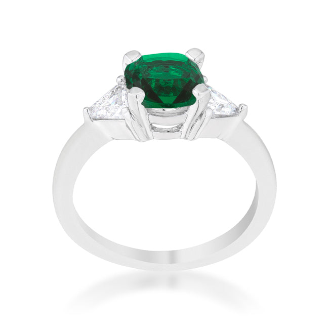 Shonda Three Stone Emerald Green Engagement Ring | 1.8ct