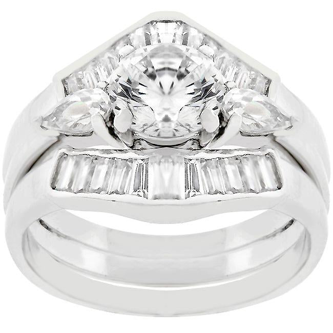 Shyla 1.3ct Round and Baguette CZ Engagement Ring Set | 3.8ct