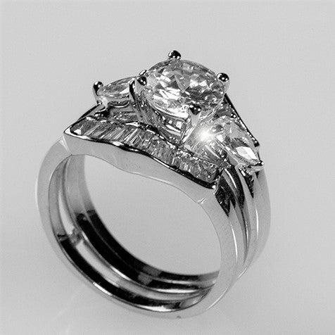 Shyla 1.3ct Round and Baguette CZ Engagement Ring Set | 3.8ct