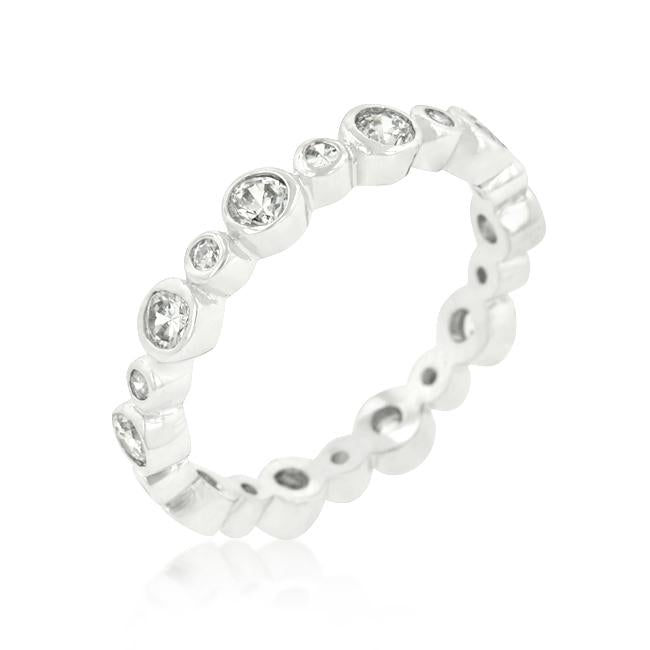 Tamesha Alternating Bezel CZ Silvertone Eternity Ring | 3ct