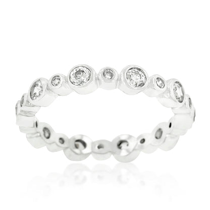 Tamesha Alternating Bezel CZ Silvertone Eternity Ring | 3ct