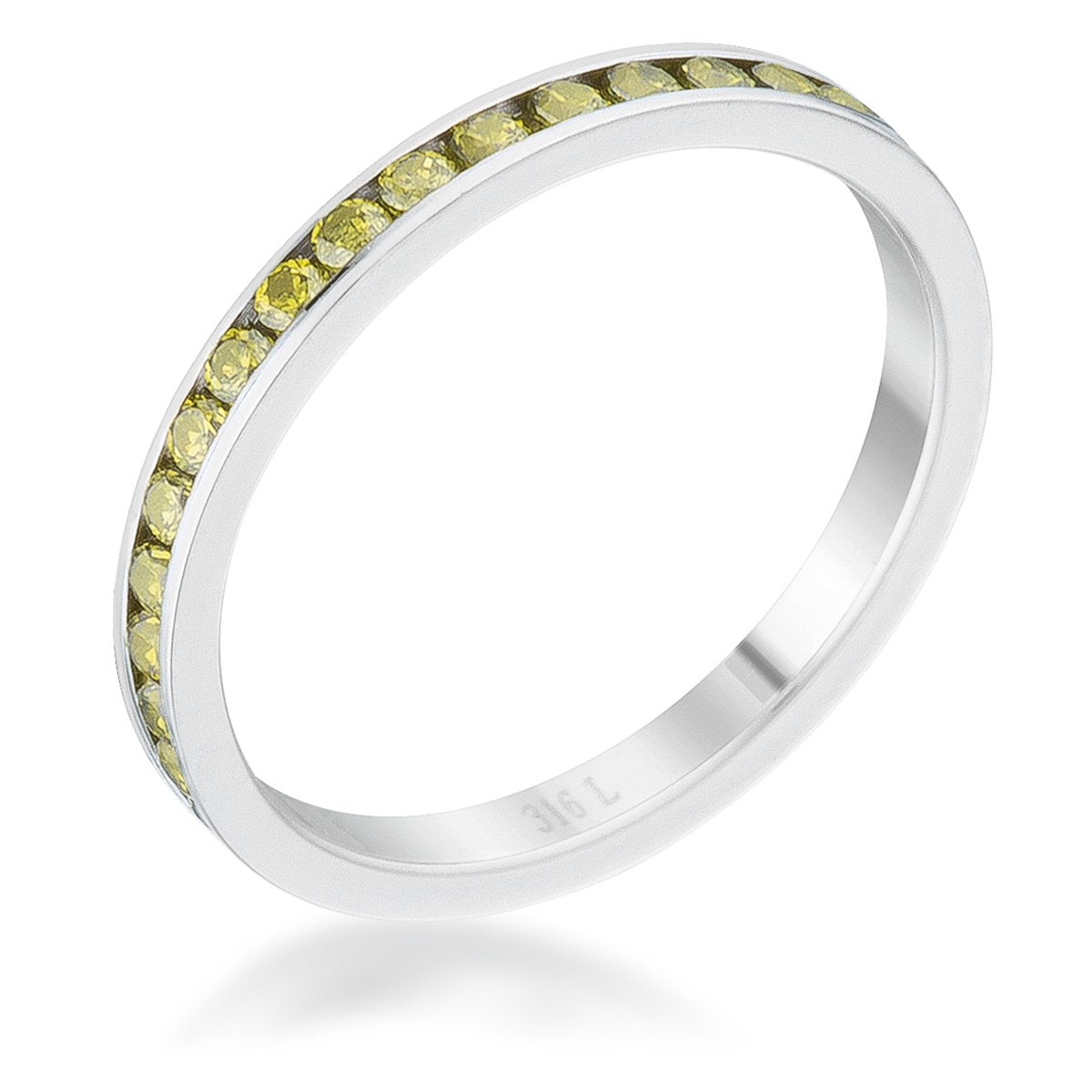 Teresa Peridot Green Silver Eternity Ring | 1ct | Stainless Steel