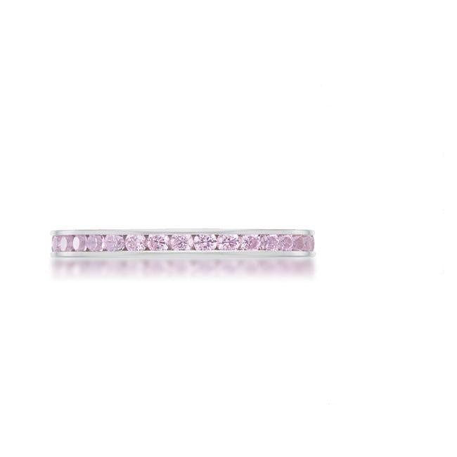 Teresa Pink Silver Eternity Stackable Ring | 1ct | Stainless Steel