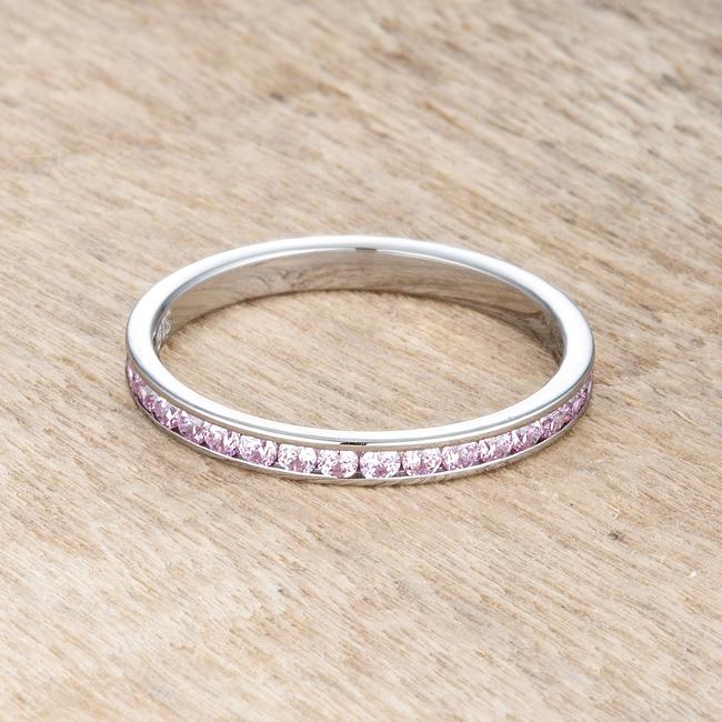 Teresa Pink Silver Eternity Stackable Ring | 1ct | Stainless Steel