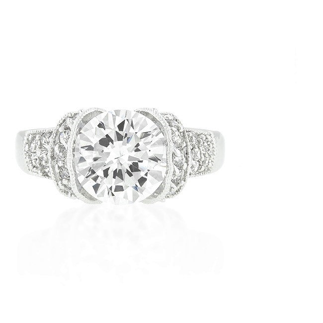 Tisha 2ct Round CZ Tension Set Engagement Ring | 3.6ct