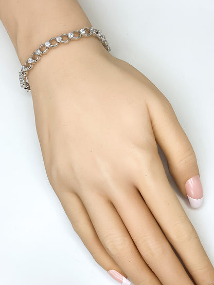 Trixie Alternating CZ Circles Fashion Bracelet - 7.25in