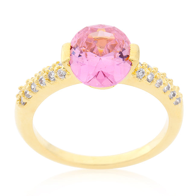 Harla Pink Oval Cut Gold Ring | 2.2ct | 18k Gold