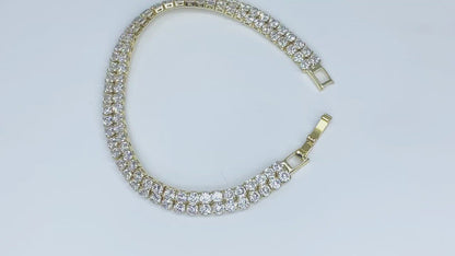 Kim 2 Row Round CZ Gold Tennis Bracelet