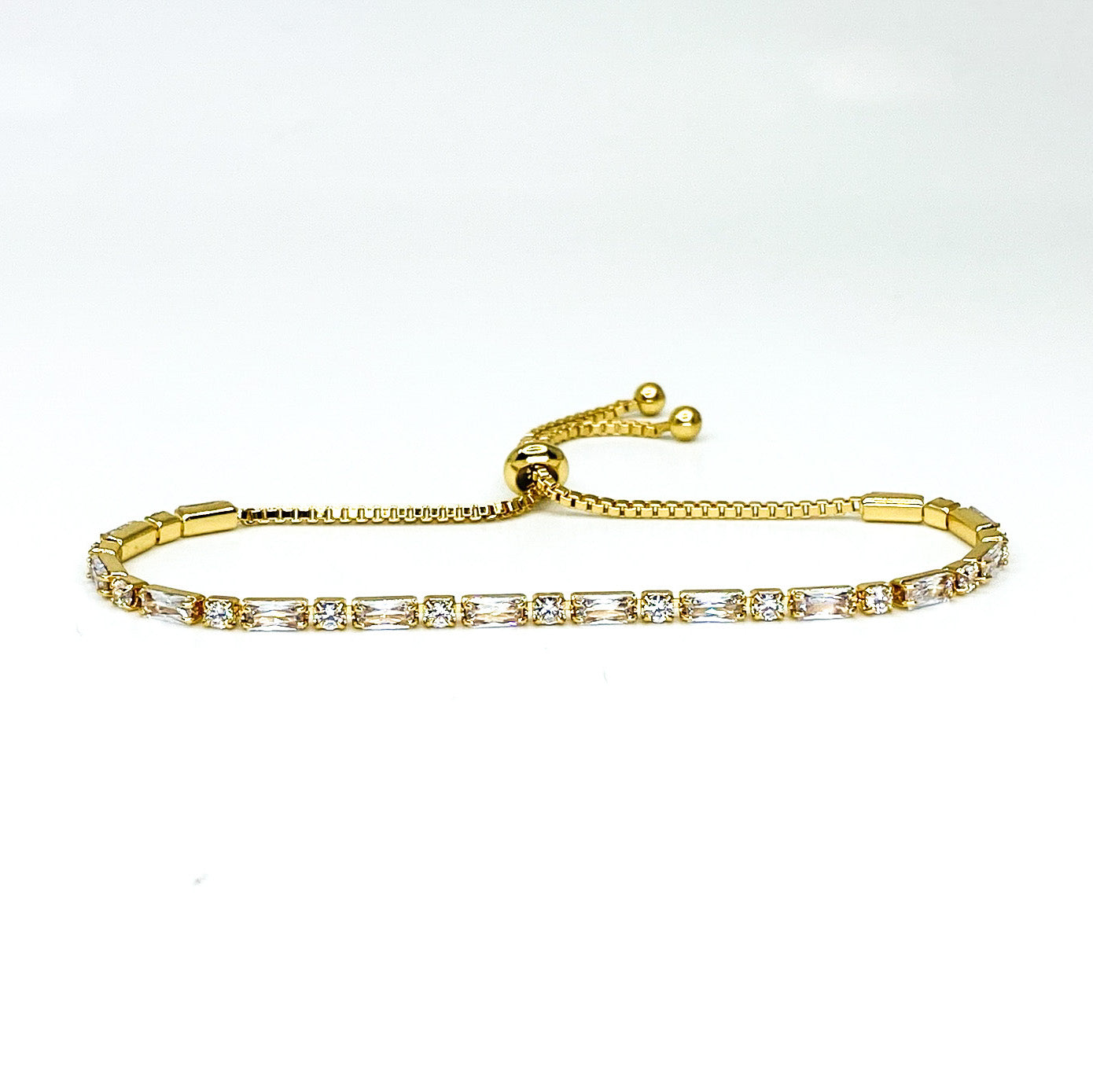 Ivy Radiant & Round CZ Gold Tennis Bolo Bracelet