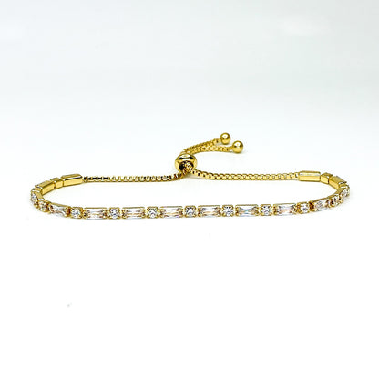 Ivy Radiant & Round CZ Gold Tennis Bolo Bracelet