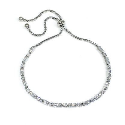 Ivy Radiant & Round CZ Silver Tennis Bolo Bracelet