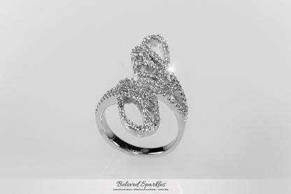 Rinada Micro Pave Angel  Wings 4 Carat Fashion Ring | 1.5ct | Cubic Zirconia | Silver