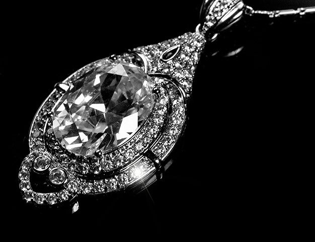 Adela Vintage Art Deco Oval CZ Pendant Necklace | 16ct