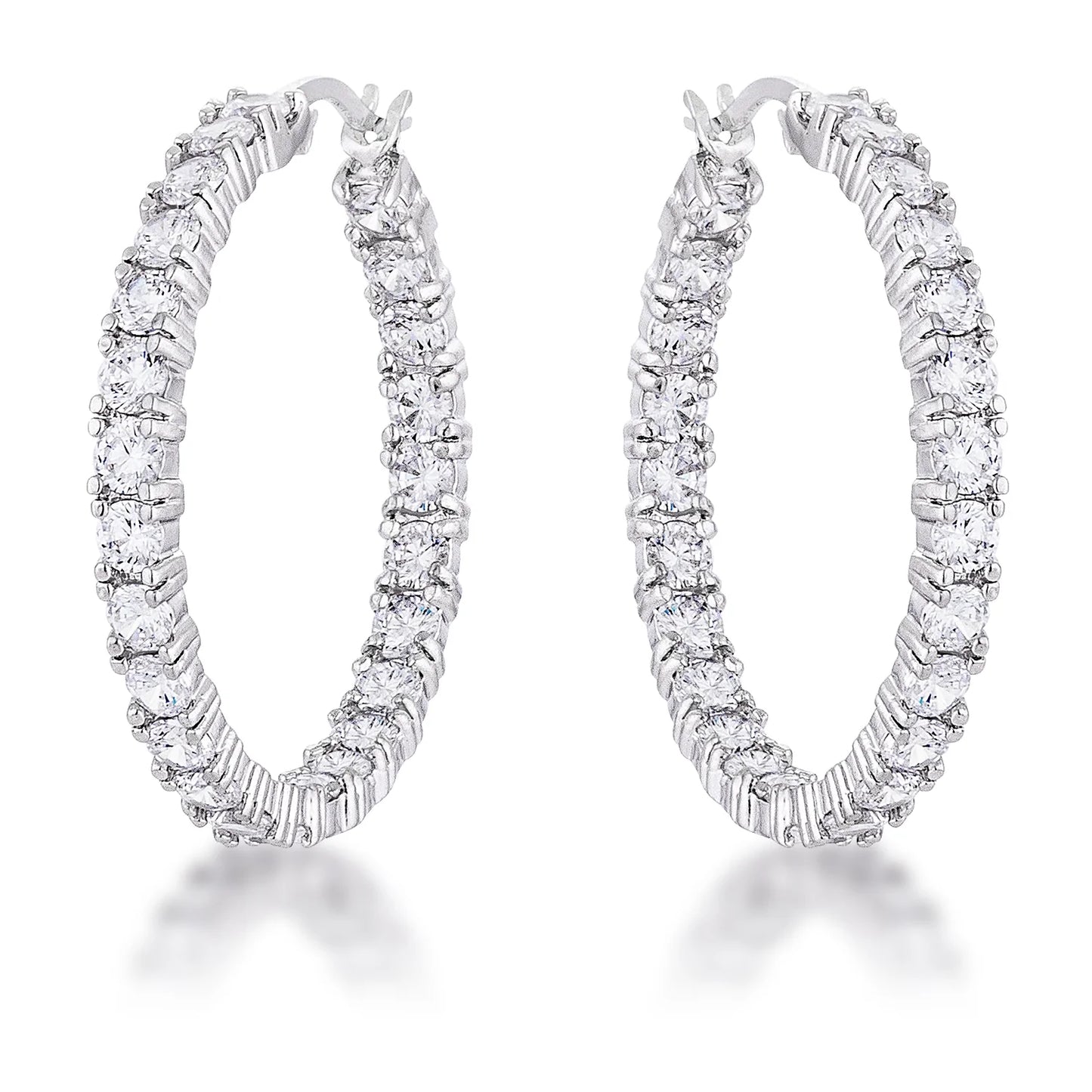 Abella Round CZ Eternity Hoop Earrings | 1.5 in