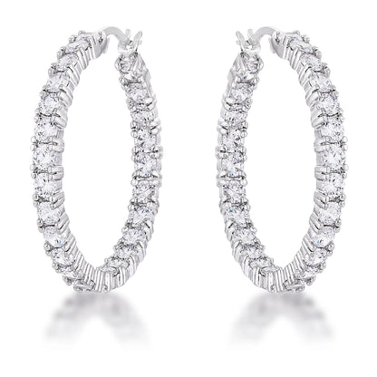 Abella Round CZ Eternity Hoop Earrings | 1.5 in