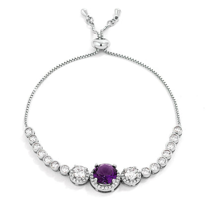 Abigail 9mm Lavendar Purple CZ Bolo Slider Bracelet