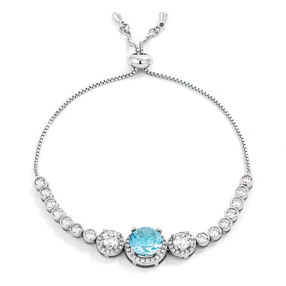 Abigail 9mm Aqua Blue CZ Bolo Slider Bracelet