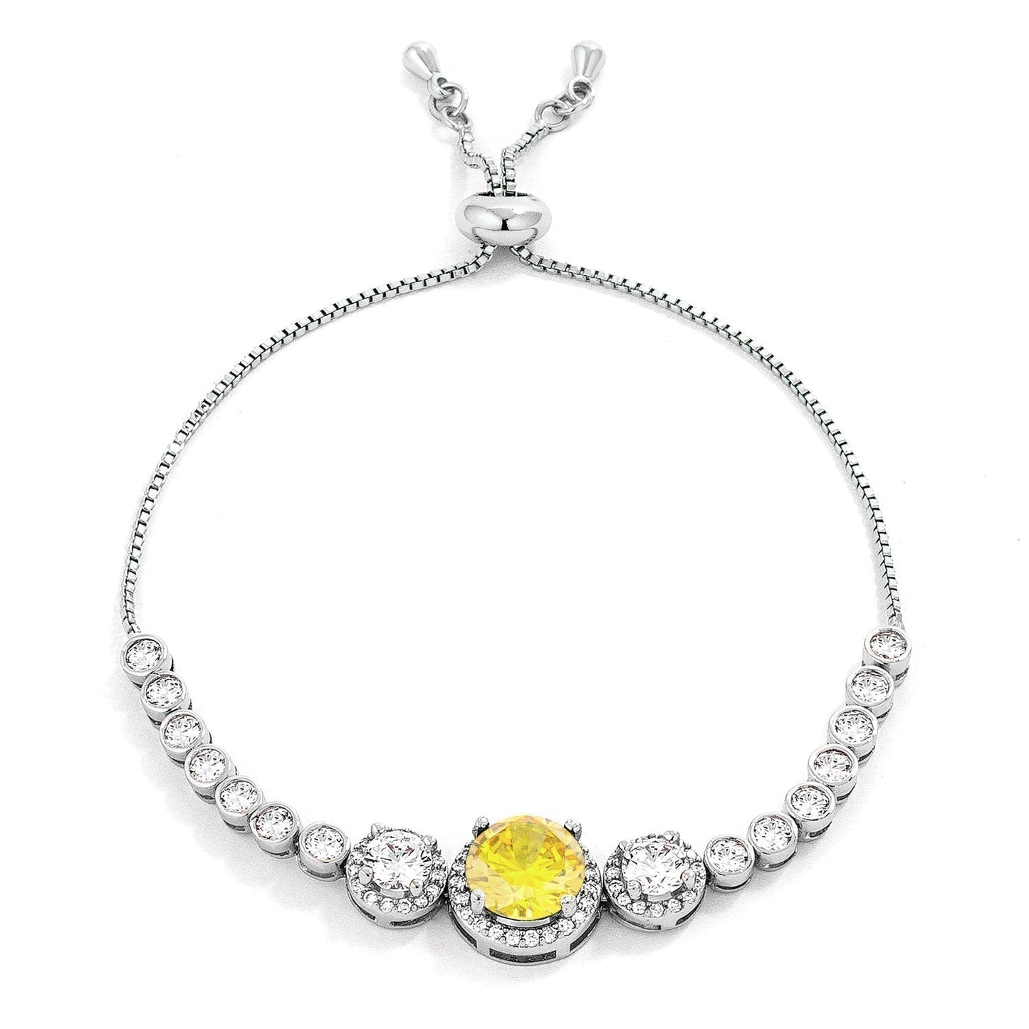 Abigail 9mm Canary Yellow CZ Bolo Slider Bracelet