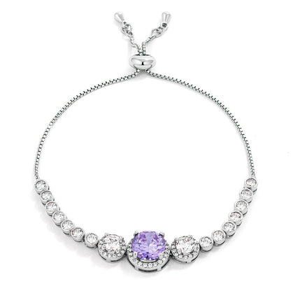 Abigail 9mm Lavendar Purple CZ Bolo Slider Bracelet