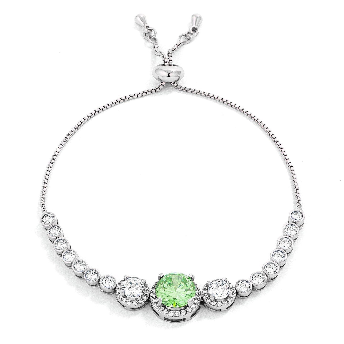 Abigail 9mm Lt Green CZ Bolo Slider Bracelet