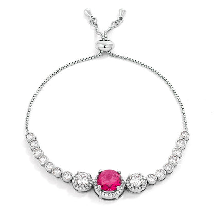 Abigail 9mm Pink CZ Bolo Slider Bracelet