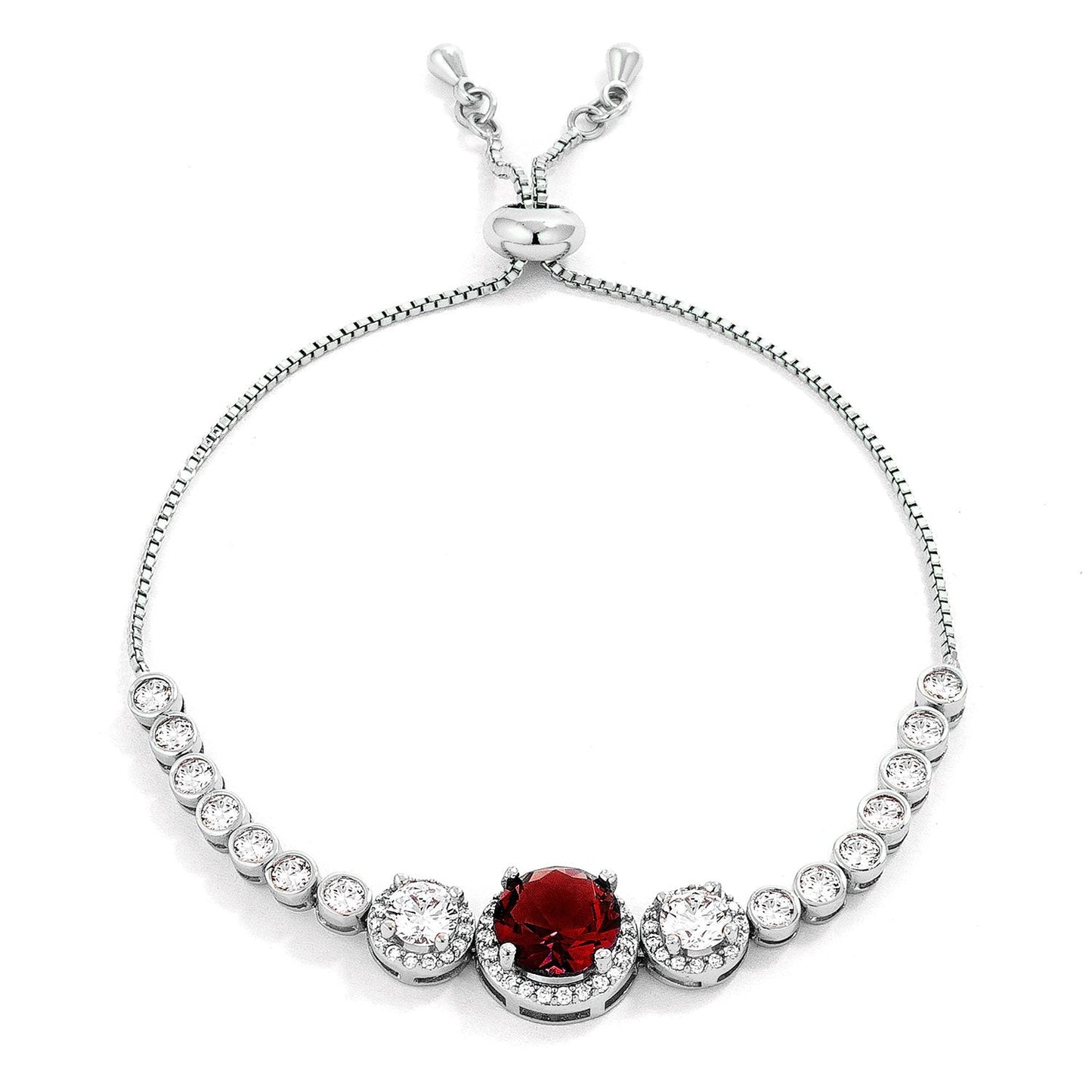 Abigail 9mm Ruby Red CZ Bolo Slider Bracelet