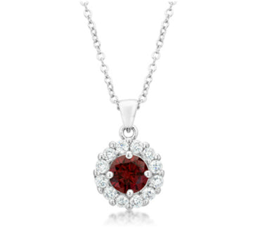 Belle Garnet Red Round Halo Pendant | 3.2ct