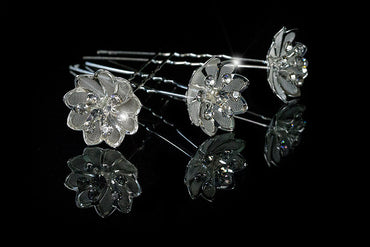 Madison Mesh Flower Hair Pin | Rhinestone - Beloved Sparkles
 - 2