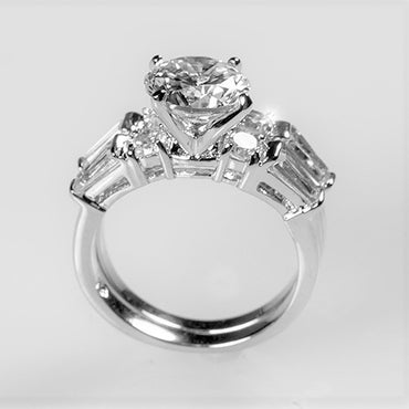 Odessa 2ct Round CZ Baguette Engagement & Wedding Ring Set | 4ct