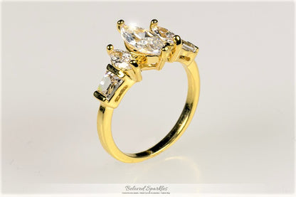 Burke Marquise Three Stone Engagement Ring | 2.5ct | 18k Gold