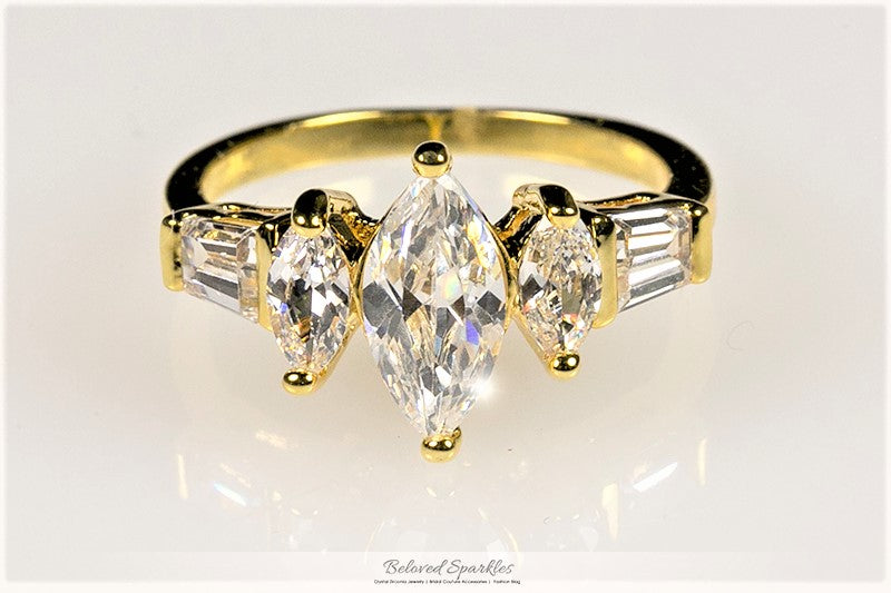 Burke Marquise Three Stone Engagement Ring | 2.5ct | 18k Gold