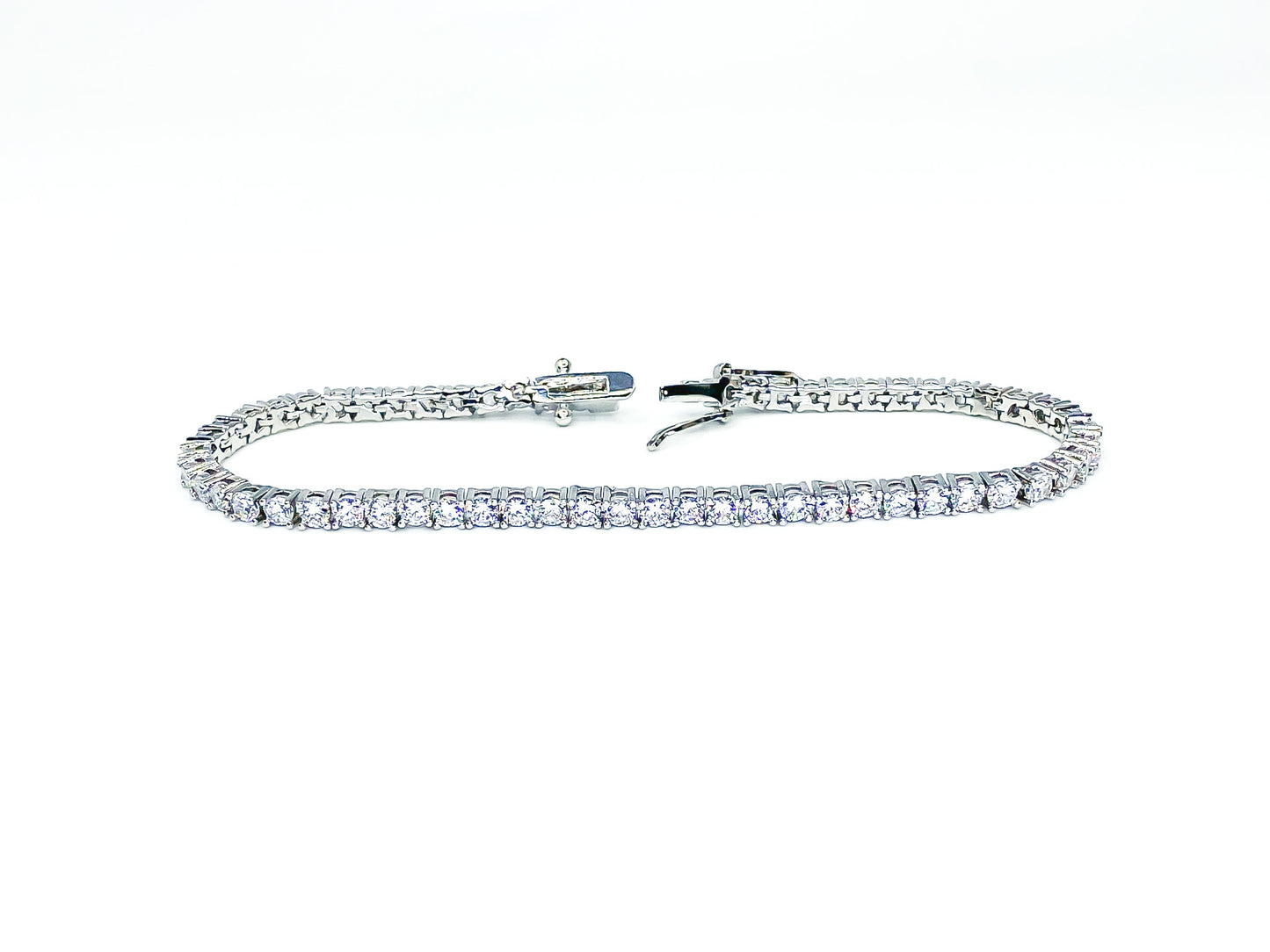 Cassidy Round CZ Silver Tennis Bracelet – 7in | 10ct