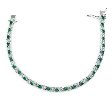 Cassidy Emerald and Clear Round  CZ Tennis Bracelet – 7in | 10ct