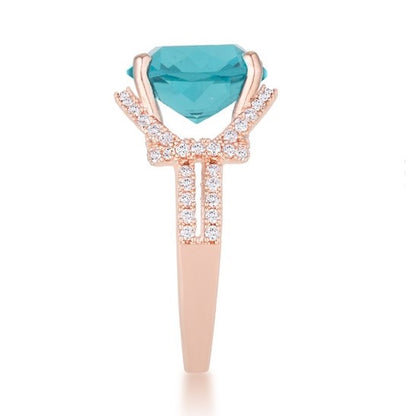 Charlene Aqua Blue Rose Gold Statement Ring | 9ct