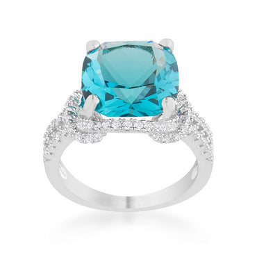 Charlene Aqua Blue Classic Statement Cocktail Ring | 8 Carat | Cubic Zirconia - Beloved Sparkles