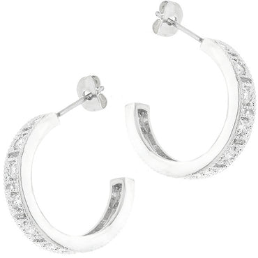 Edmee Milgrain Silvertone Hoop Earrings