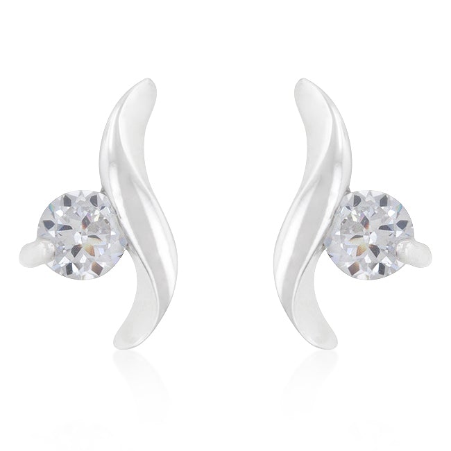 Elaine Twisting Solitaire CZ Stud Earrings  | 0.5ct