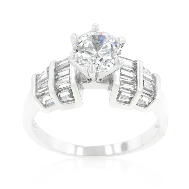 Haley Tapered Baguette 1ct Round Engagement Ring | 3.5ct