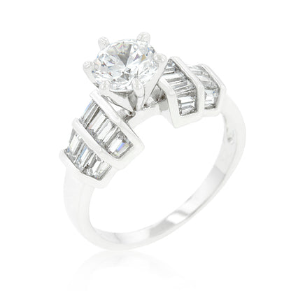 Haley Tapered Baguette 1ct Round Engagement Ring | 3.5ct