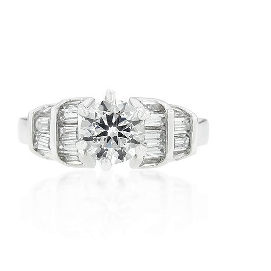 Haley Tapered Baguette 1ct Round Engagement Ring | 3.5ct