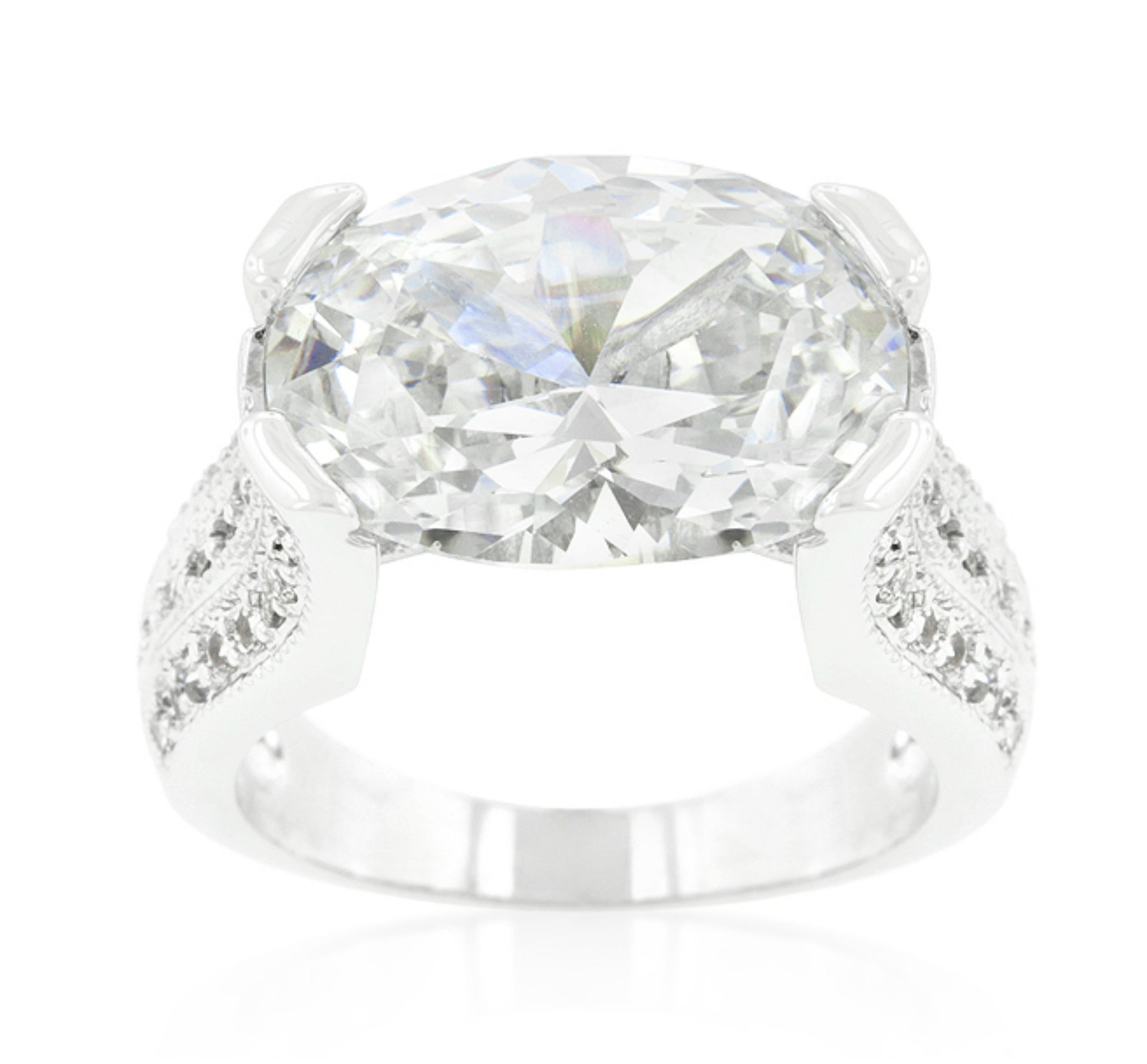 Ivanna Oval Cut Engagement Statement Ring  | 28 Carat | Cubic Zirconia - Beloved Sparkles
 - 2