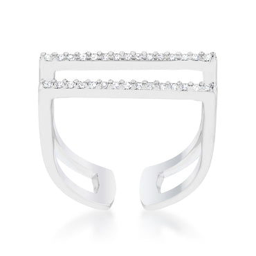 Jenn Pave Parallel Silver Fashion Ring | .2ct