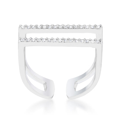 Jenn Pave Parallel Silver Fashion Ring | .2ct