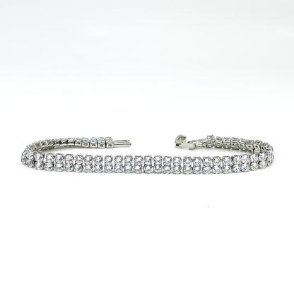 Kim 2 Row Round CZ Silver Tennis Bracelet | 20ct