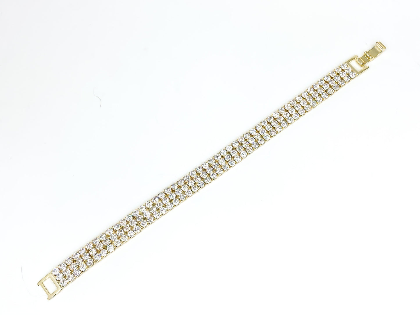 Kim 3 Row Round CZ Gold Tennis Bracelet | 20ct