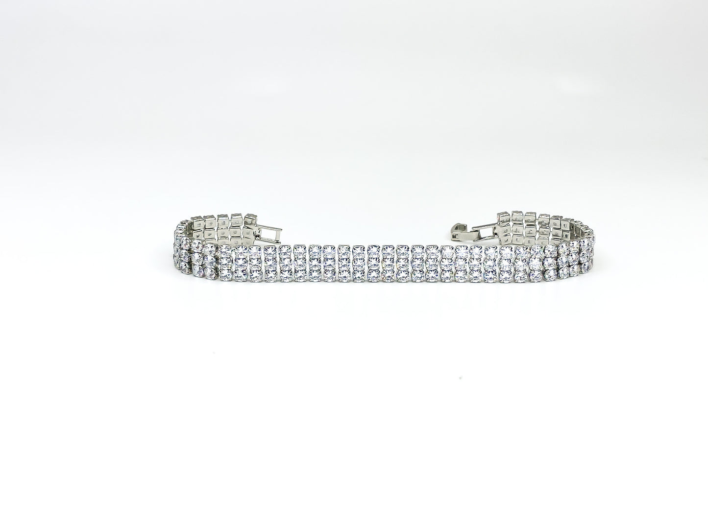 Kim 3 Row Round CZ Silver Tennis Bracelet | 20ct