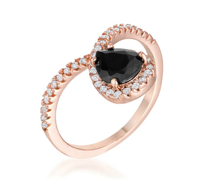 Ladda 1.5ct Black Pear CZ Chevron Ring